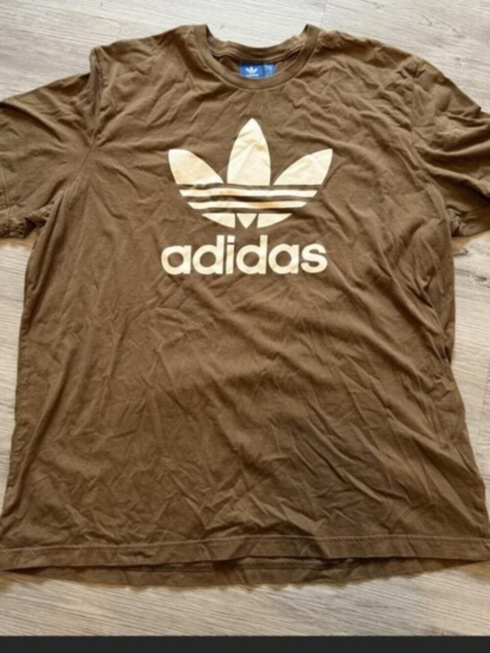 adidas Brown Trefoil Logo Short Sleeve Tee w/Cream Logo Sz XXL